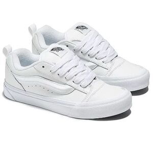 Vans NWT Knu Skool Men's Leather Sneakers White Size 8 Casual Shoes unisex
